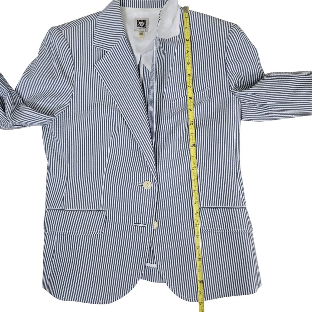 Classic Calvin Klein Blue White Seersucker Jacket 6 Lightweight Pockets Like New - Picture 10 of 12